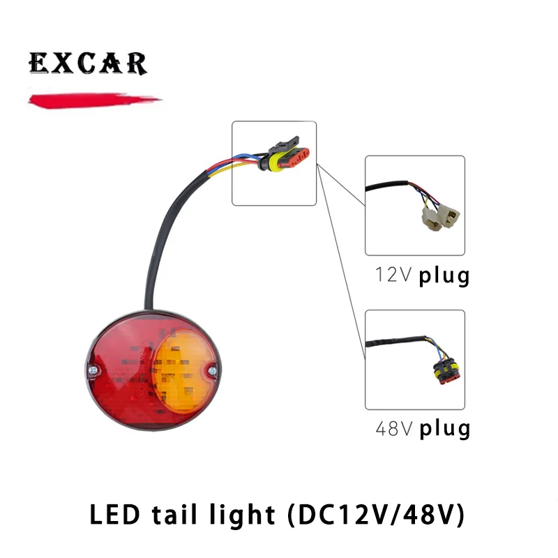 12V48V LED taillight compatible excar golf cart rear tail lamp battery tour bus Bi-Colour LED oval brake turn indicator light