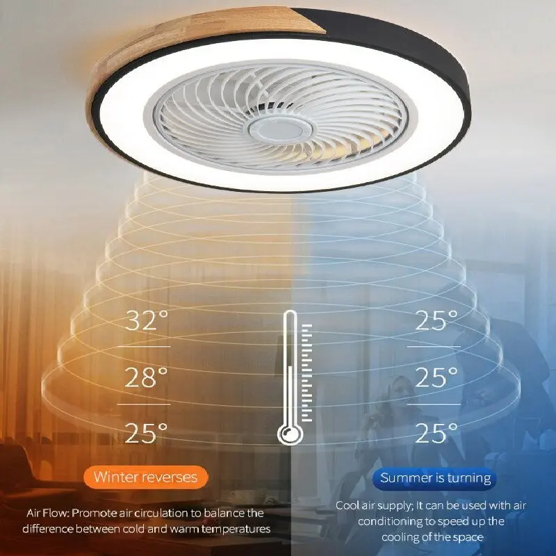 Imagem -04 - Smart Ventiladores de Teto com Luz Lâminas de Controle Remoto Reversível Velocidades 36w Piso Baixo Lâmpada Sala de Estar Sala de Jantar