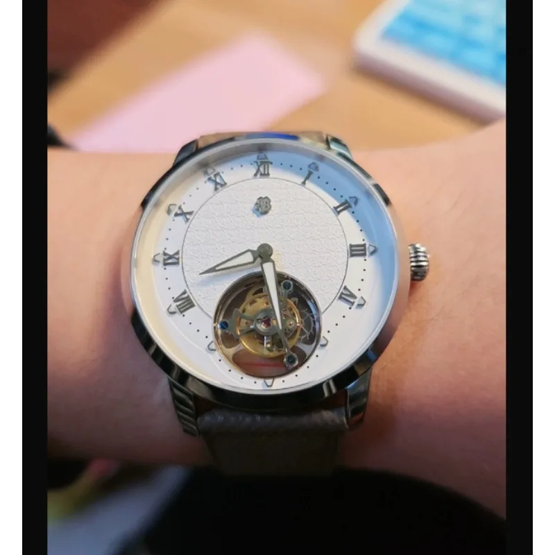 Flying Tourbillon Diamond-encrusted Men's Mechanical Dress Watch
