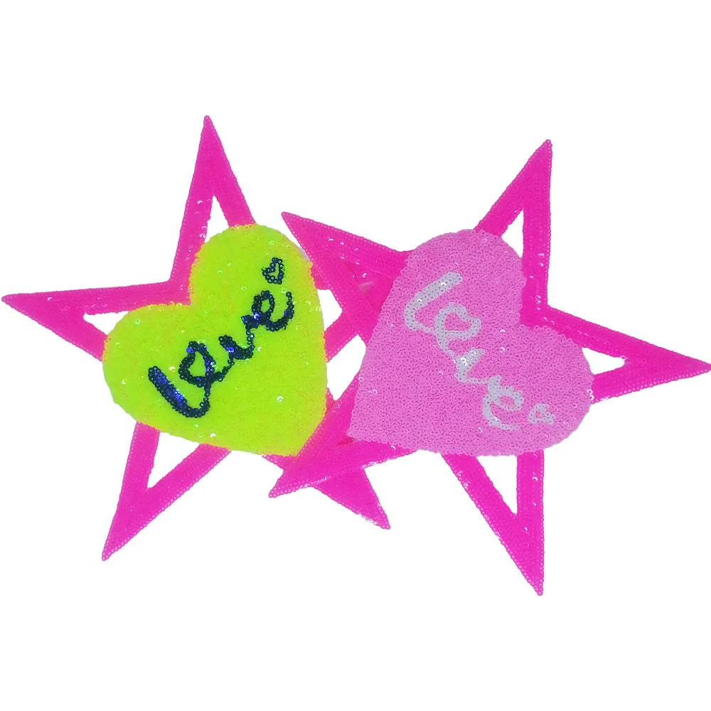 23x23 Cm Sequined Star Design Iron on Patch Fashion Shining DIY Accessory for Clothing Pink Yellow Applique