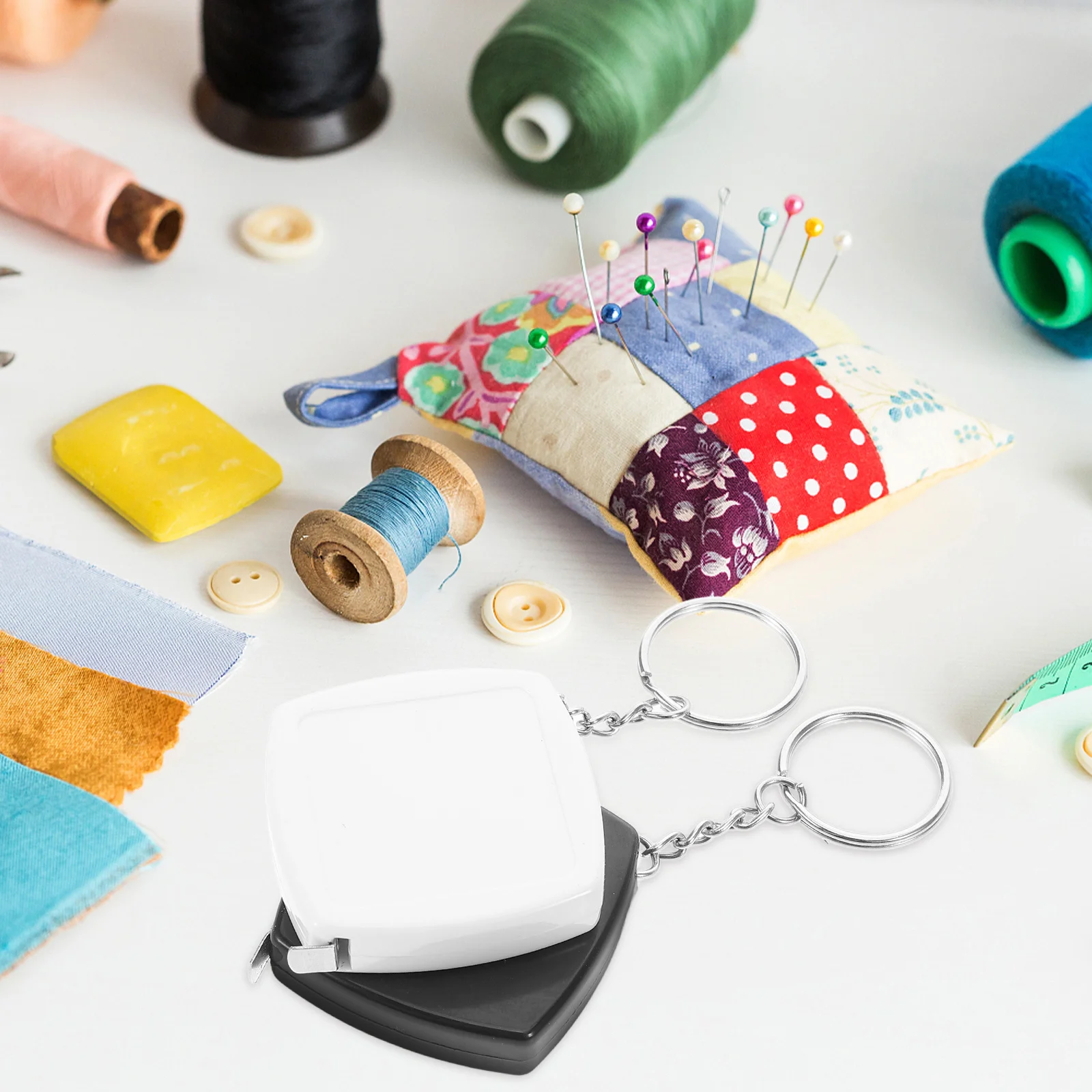 2Pcs Portable Mini Measuring Tape Keychain Compact Pocket Tape Measure Flexible Retractable Small Measuring Device for on The Go