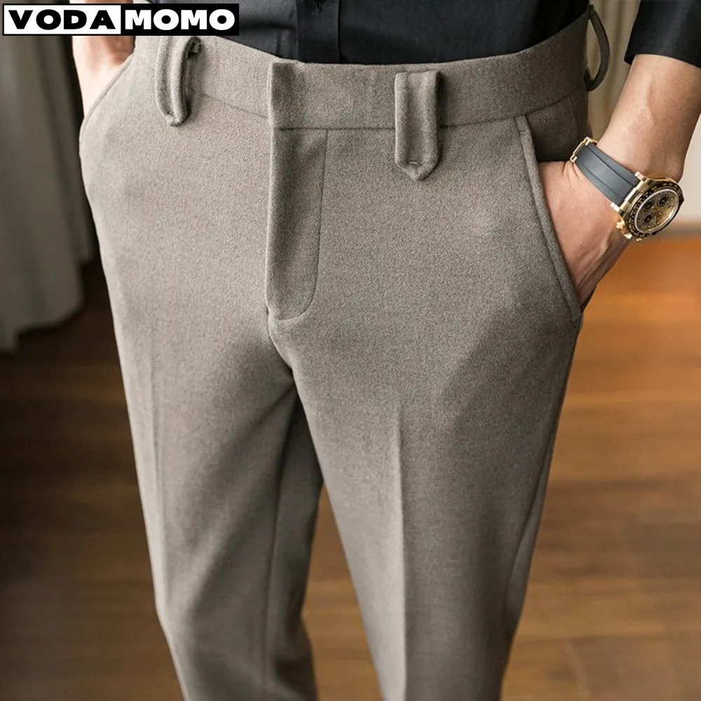 

Spring Business Casual Suit Pants Men Elastic Waist Office Social Dress Pants Fashion Slim Ankle Length Trousers Men Clothing