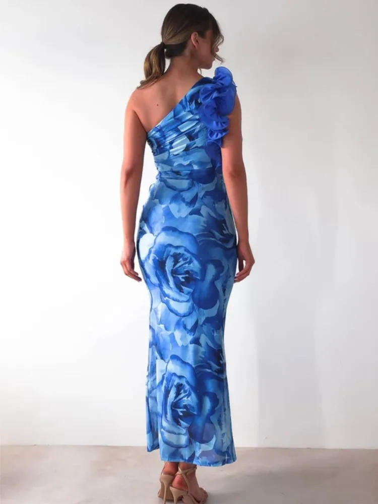 Trójwymiarowa sukienka w kwiaty dla kobiet 2025 nowa letnia elegancka, szykowna seksowna bez rękawów długie sukienki z odkrytymi plecami moda sukienka Boho