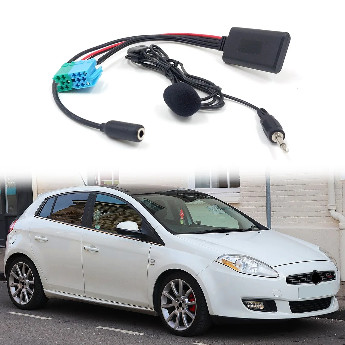 Car 6+8Pin Bluetooth Audio Aux Cable Microphone Handsfree Mobile Phone Free Calling Adapter For Fiat Bravo 2007+ Visteon-M53K - view 2
