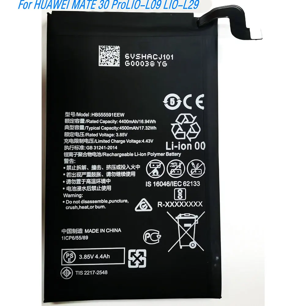 2025 Year 3.85V 17.32Wh HB555591EEW Replacement Li-ion Polymer Battery For HUAWEI MATE 30 Pro LIO-L09 LIO-L29 Mobile Phone