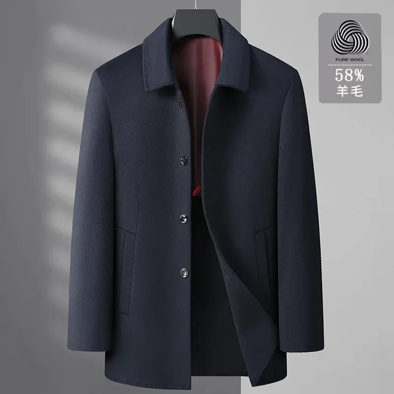 New Arrival Fashion Autumn Winter Men's Casual Collar Double Face Woolen Coat Plus Size M L XL 2XL 3XL 4XL 5XL 6XL 7XL