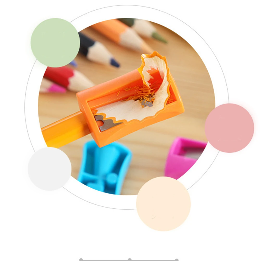 50pcs Creative Pencil Sharpener Mini Plastic Handheld Cute Design Kids Stationery Supplies School Office Back to School Gift