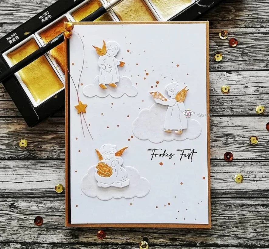 

Piggy Craft metal cutting dies cut die mold Angel kid book oven Scrapbook paper craft knife mould blade punch stencils dies