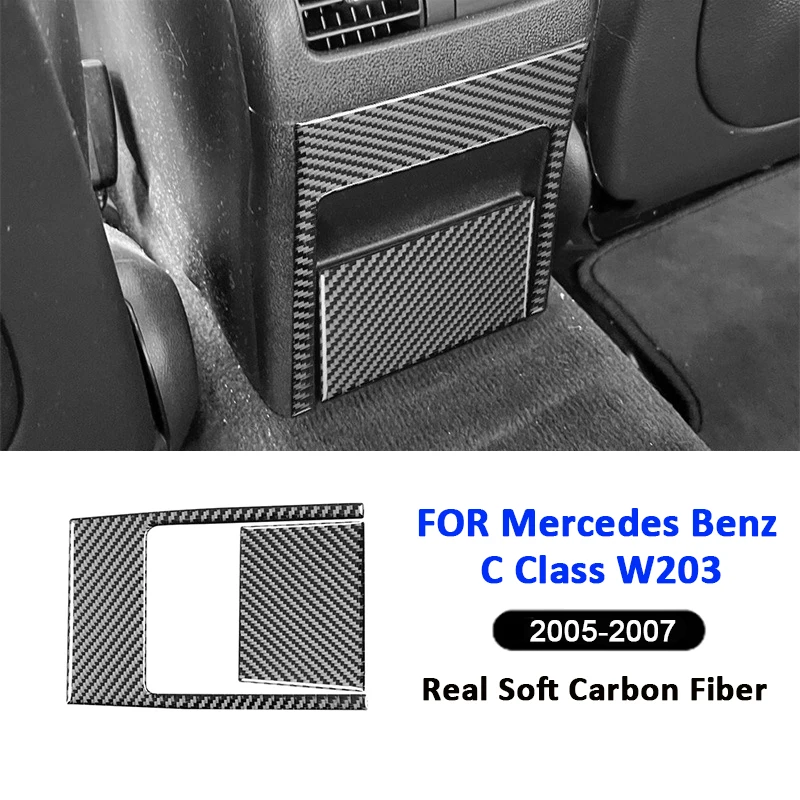 

Carbon Fiber Car Rear Storage Box Panel Protect Anti-Kick Cover Trim Decoration Sticker For Mercedes Benz C Class W203 2005-2007