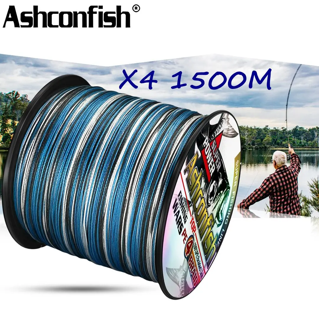 

Плетеная рыболовная леска Ashconfish PE X4, 1500 м, перетаскивание 2 ~ анг. Фунт., многонитевая японская полиэтиленовая леска для окуня, аксессуары для освещения