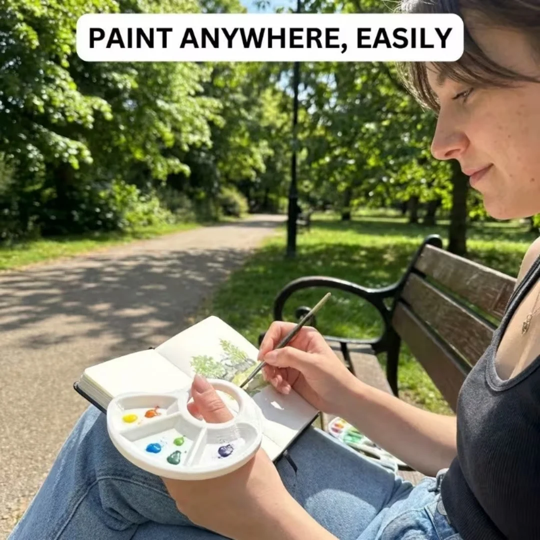 Portable Handheld Thumb Paint Palette, Reusable 3D Printed Mixing Tray for Outdoor Watercolor Sketch Miniature Nail Art