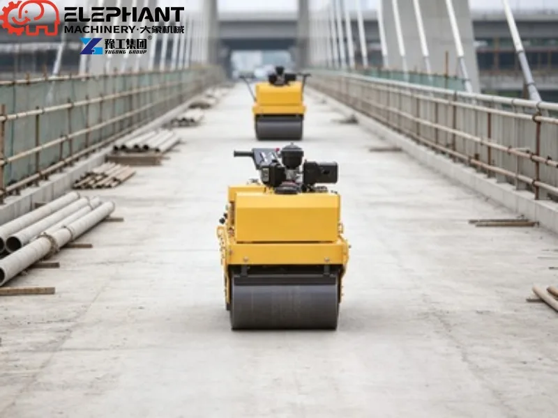Hydraulic Walk Behind Double Drum Roller, Vibratory Road Compactor For Trench Backfill & Small Pavement Repair