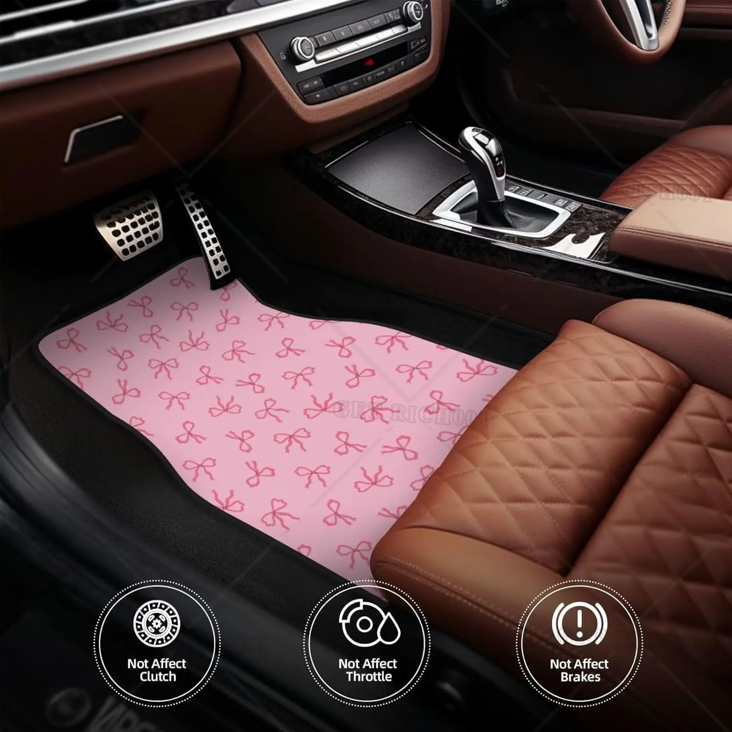 Automotive Floor Mats for Car Pink Bows Rubber All Weather Floor Mats, Car Mats Full Set of 4Pcs for Most Cars, Sedan, SUV view 5