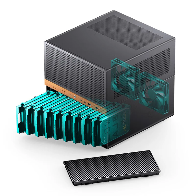 

JONSBO N6 MATX NAS Network Storage Server Chassis 9 Drive Slots Dual Power Supply Support 240 Water Cooling