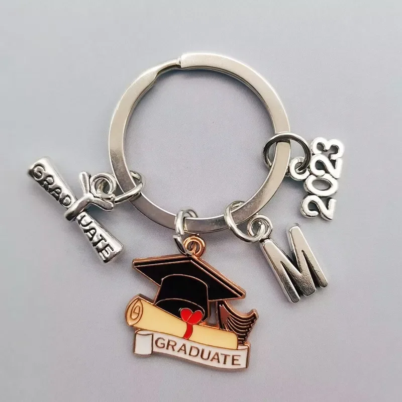 2024 New A-Z Graduation Ceremony Keychain, Cute Enamel Doctor Hat Keychain Commemorative Graduation Ceremony