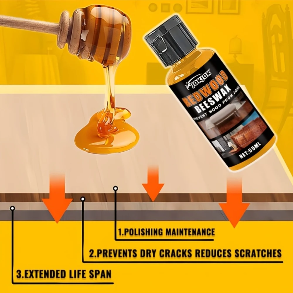 JOKJOK Premium Redwood Beeswax Polish - Crack-Resistant & Anti-Aging Wood Floor & Furniture Polish, Natural Wood Finish Restorer
