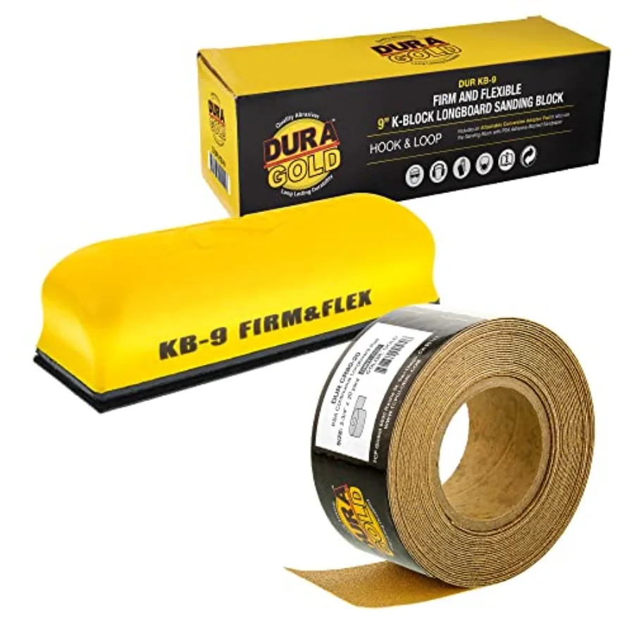 

Pro Series 9" K-Block Sander Firm and Flex Hand Sanding Block Pad with Hook and Loop Backing and PSA Sandpaper Conversion Adapt