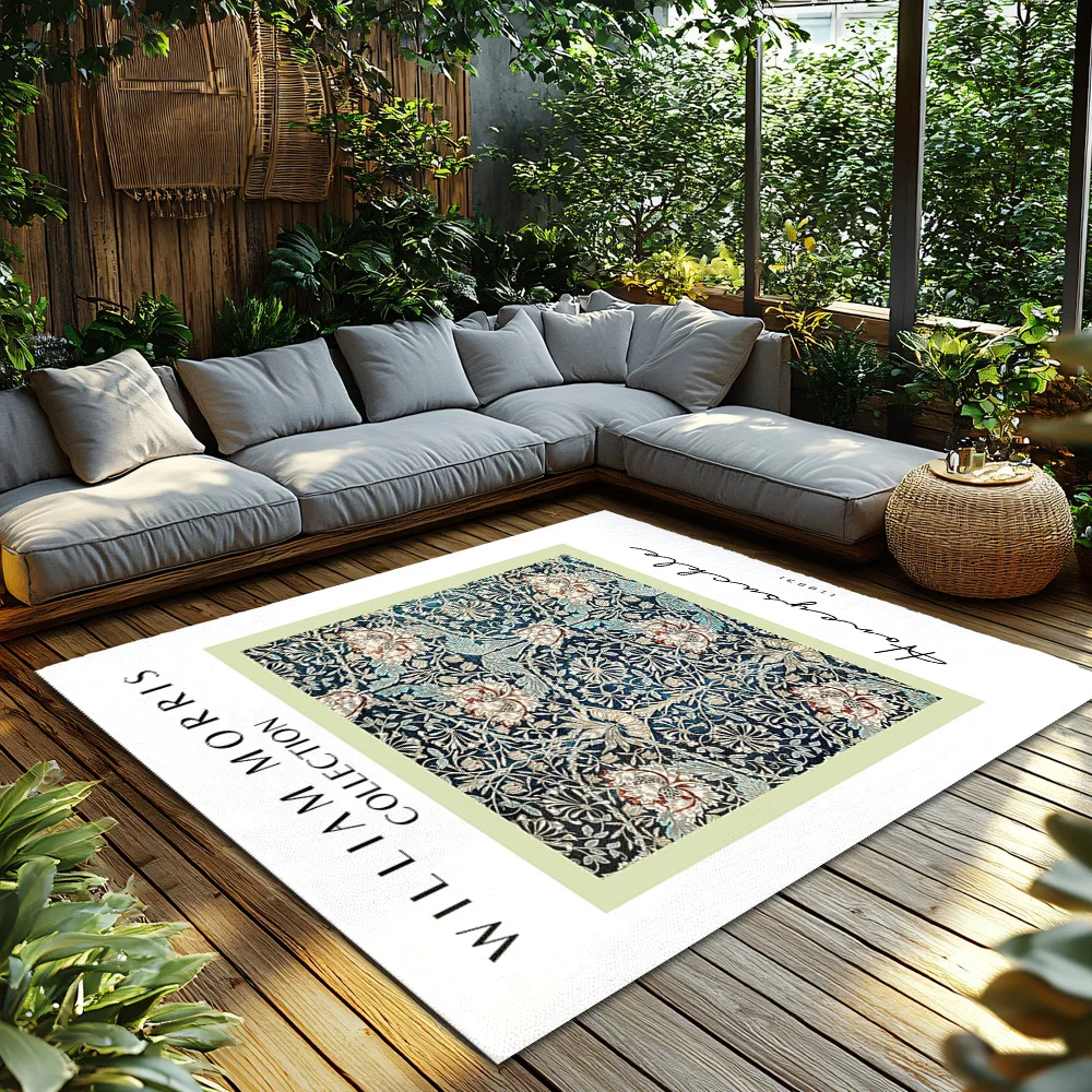 سجادة كلاسيكية لمنطقة الأزهار من ويليام موريس على الطراز الفارسي لديكور المنزل ممسحة غير قابلة للانزلاق سجادة بوهيمية بتصميم تقليدي سجادة أرضية