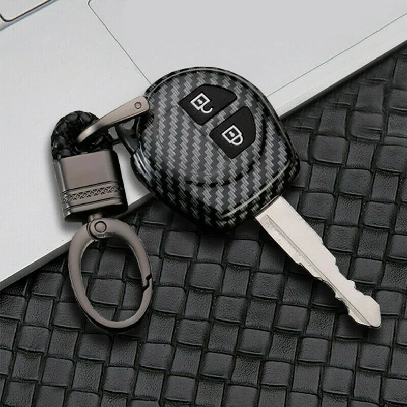 2 Button Remote Carbon ABS Key Case for Suzuki SX4 Swift Grand Vitara Liana Keychain Cover Car Accessories