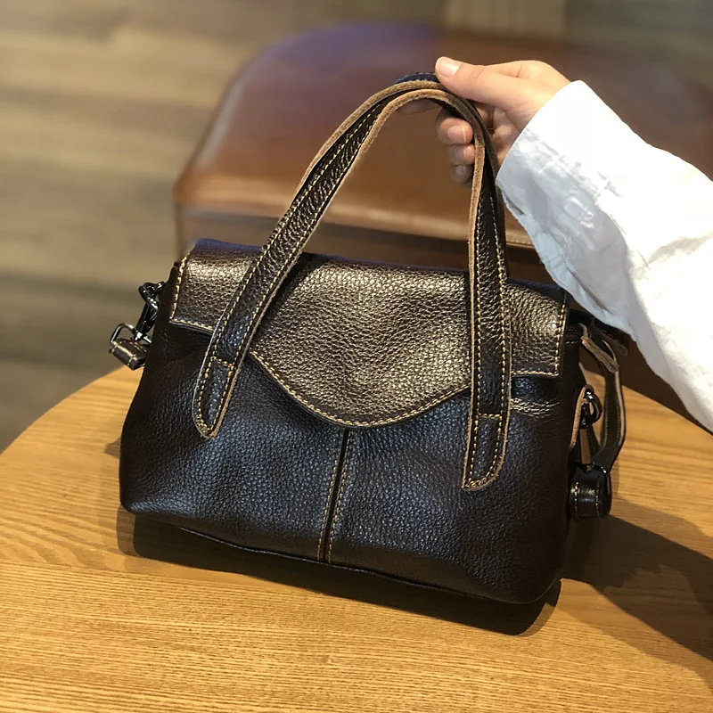 Mini 2026 Spring/Summer Fashion First Layer Soft Cowhide Women's Bag Genuine Leather Tote Bag Retro Versatile Shoulder Small Bag