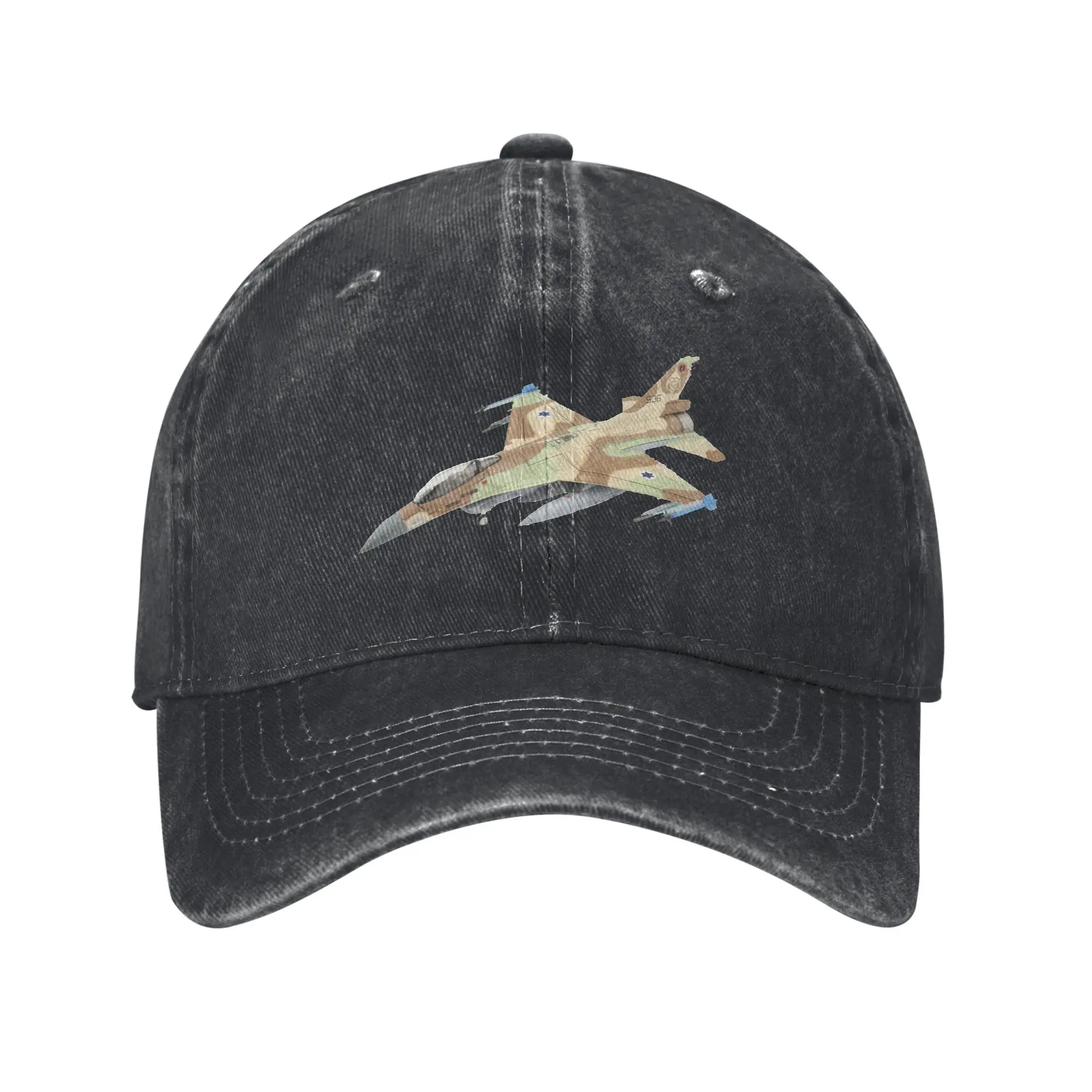 No.536 Exercise Blue Wings 101 Fighter F-16C Barak  Retro Cowboy Washed Baseball Caps Male Denim Hats Womens Rock Peaked Cap