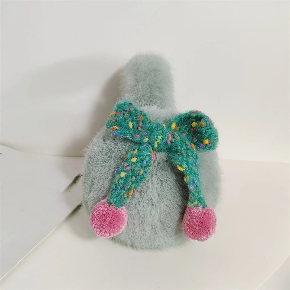 Korean Style Vintage Faux Fur Plush Earmuffs Wave Point Soft Y2k Bowknot Earmuffs Thicken Sweet Winter Earflap Outdoor