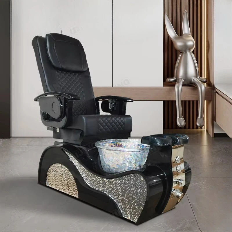 Best Selling Electric Pedicure Spa Chair Massage Pedicure Chair with Pipe Salon Nail Art Spa Massage Chair Black