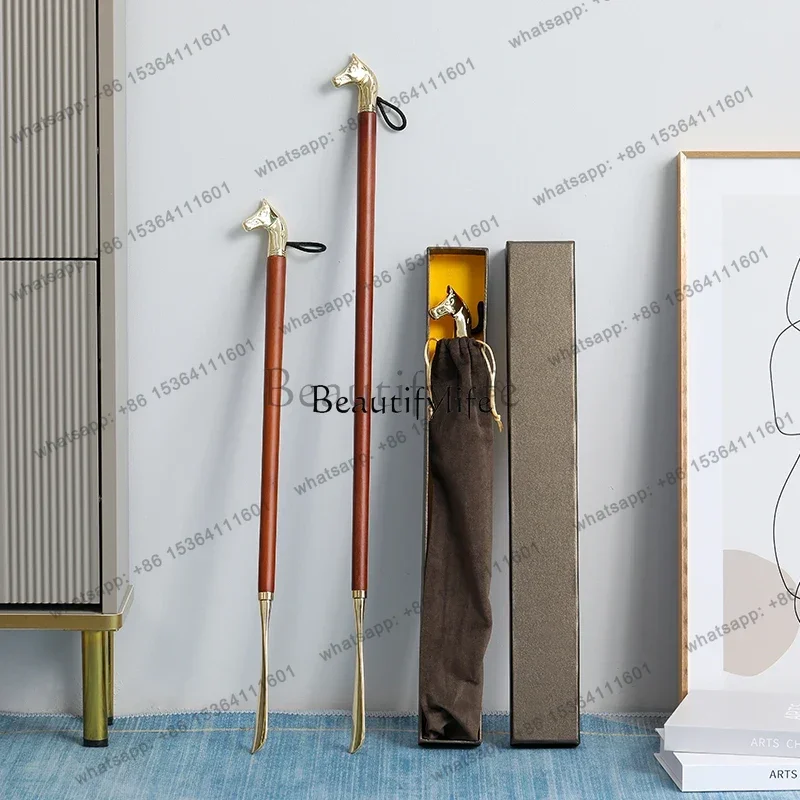 55G[Gift box] High-end creative metal shoehorn for elders and friends without bending over