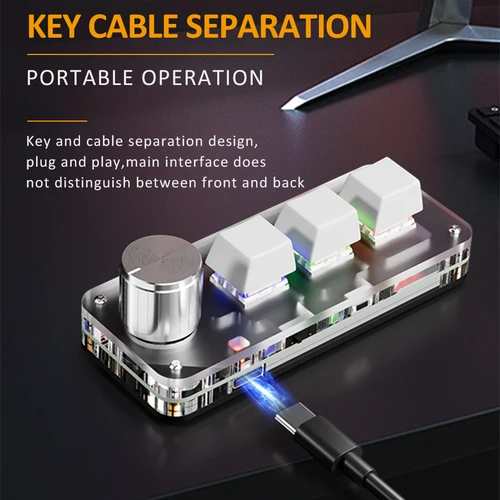 Imagen 2 del producto Teclado Bluetooth personalizado de 3 teclas, 2,4G, perilla Macro, copia de pegar, tecla de acceso directo, juego de deportes electrónicos, Mini teclado mecánico con enchufe caliente