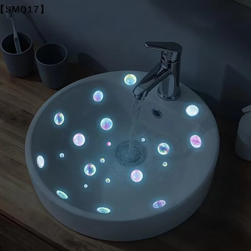 Glow-in-the-Dark Bubble Theme Wall Sticker Bathroom Sink Toilet Sticker Waterproof Self-Adhesive Removable Decor Car Decals【SMQ】