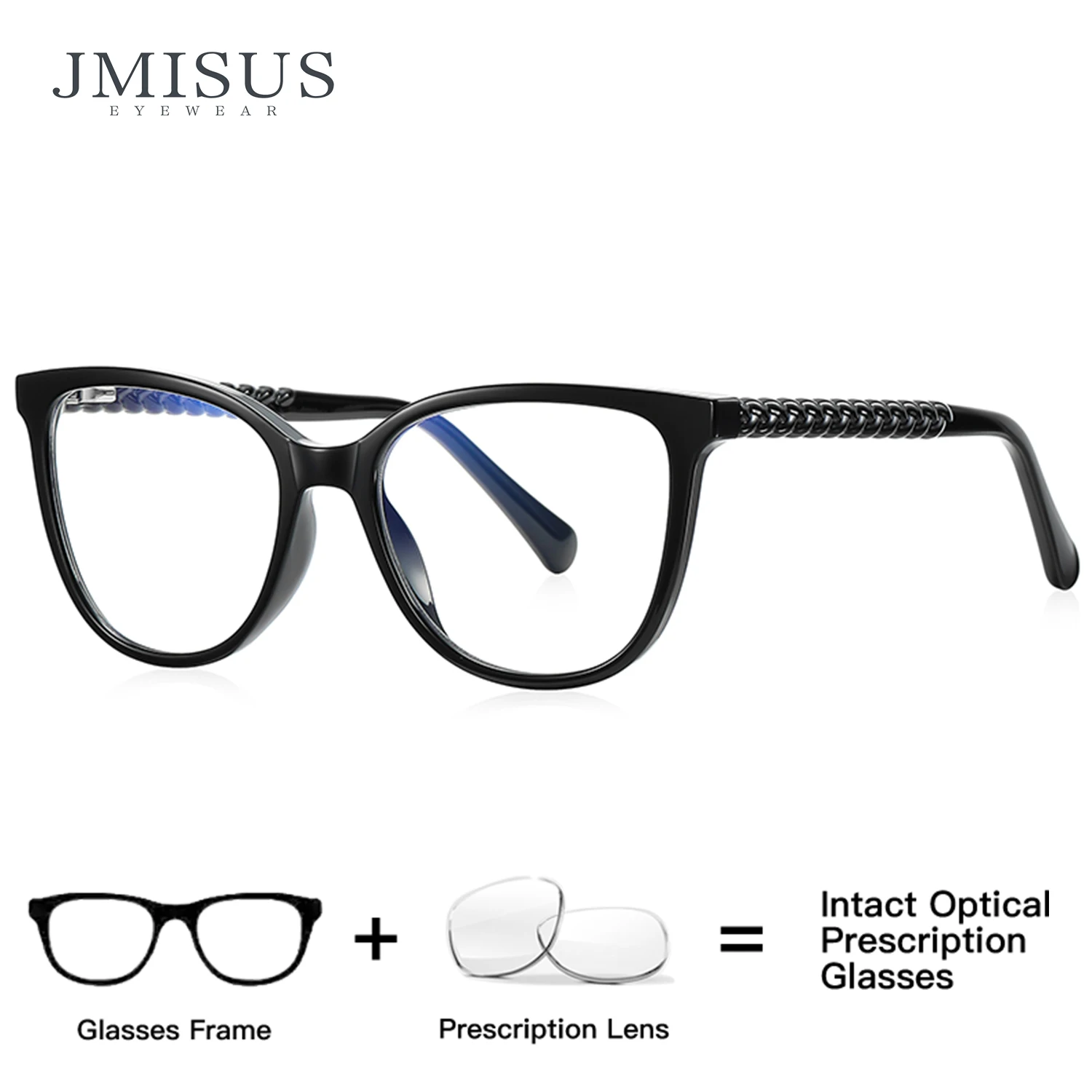 

JMISUS Progressive Multifocal Glasses for Women Square Butterfly Frame Photochromic Blue Light Filter Spring Hinge