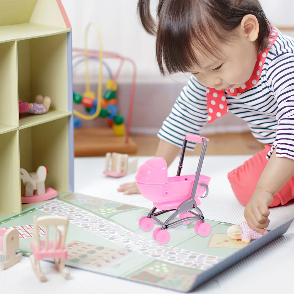 5歳の女の子のための子供のおもちゃ,人形のストラップ,プラスチックのおもちゃ,ベビーカー,ピンク,2個