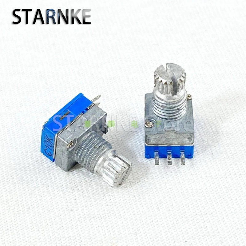 2PCS 09 Type C10K 3-Pin Single Precision Amplifier Audio Tone Volume Adjustment Potentiometer Flower Shaft 10mm