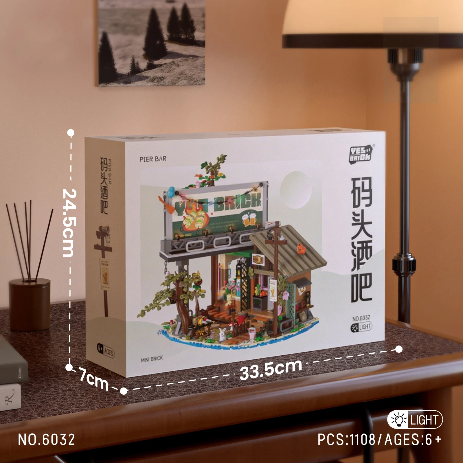 Klocki konstrukcyjne WLtoys Pier Bar House 1108 elementów Mini klocki Dekoracja domu Zabawki DIY Prezenty dla dzieci i dorosłych 6032