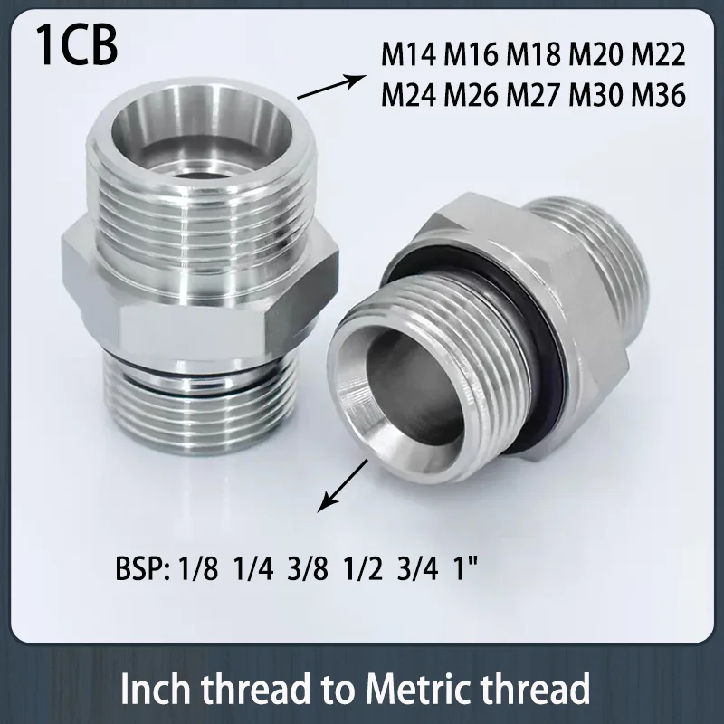 

Transition Joint Male Thread BSP 1/8 1/4 3/8 1/2 3/4 1" to Metric Thread External Cone/British Pipe Hydraulic Fittings Adapter