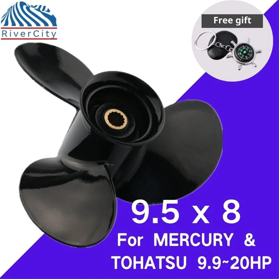 

Boat Propeller 9.5x8 For Tohatsu Nissan 12hp 15hp 18hp 20hp Outboard Screw Boat Motor Aluminum Alloy Propeller 3 Blad 14 Spline