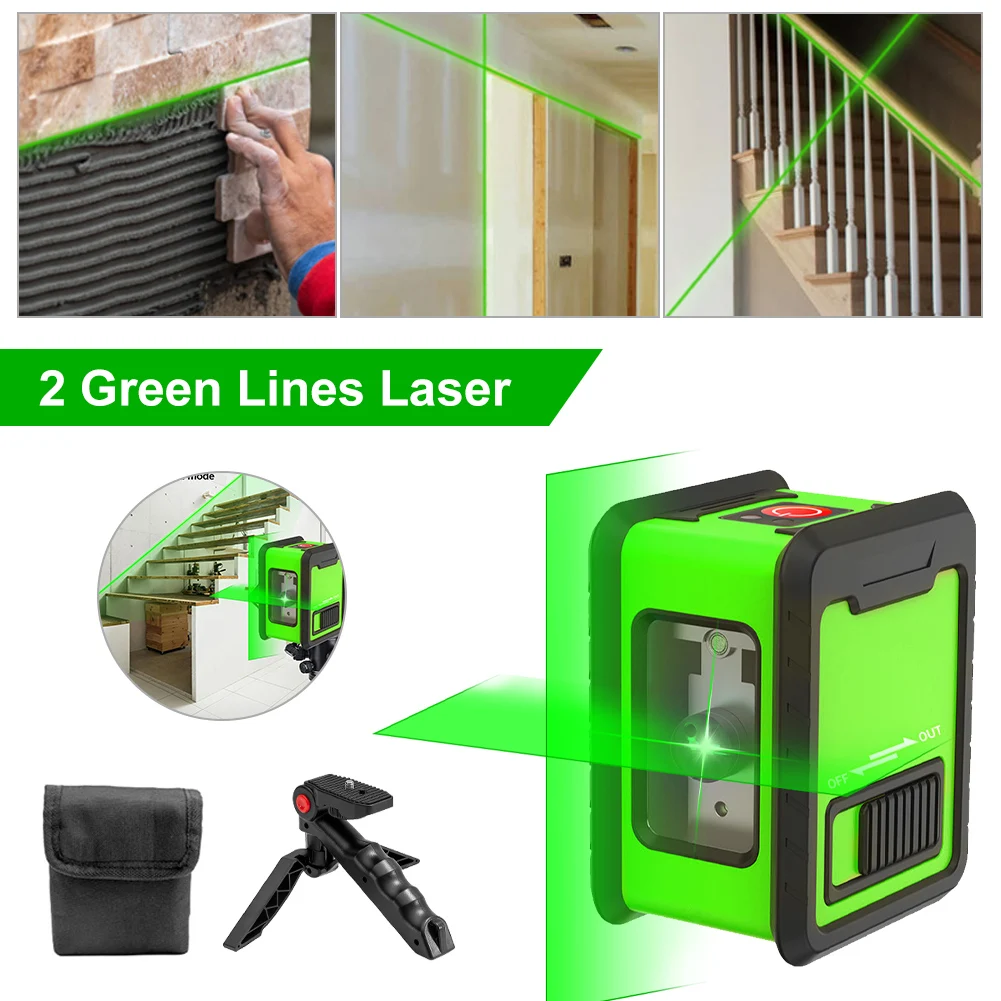 Portable Laser Level Self-leveling Green Beams Laser Level High Precision Horizontal Vertical Cross-Line Laser Leveling Tool