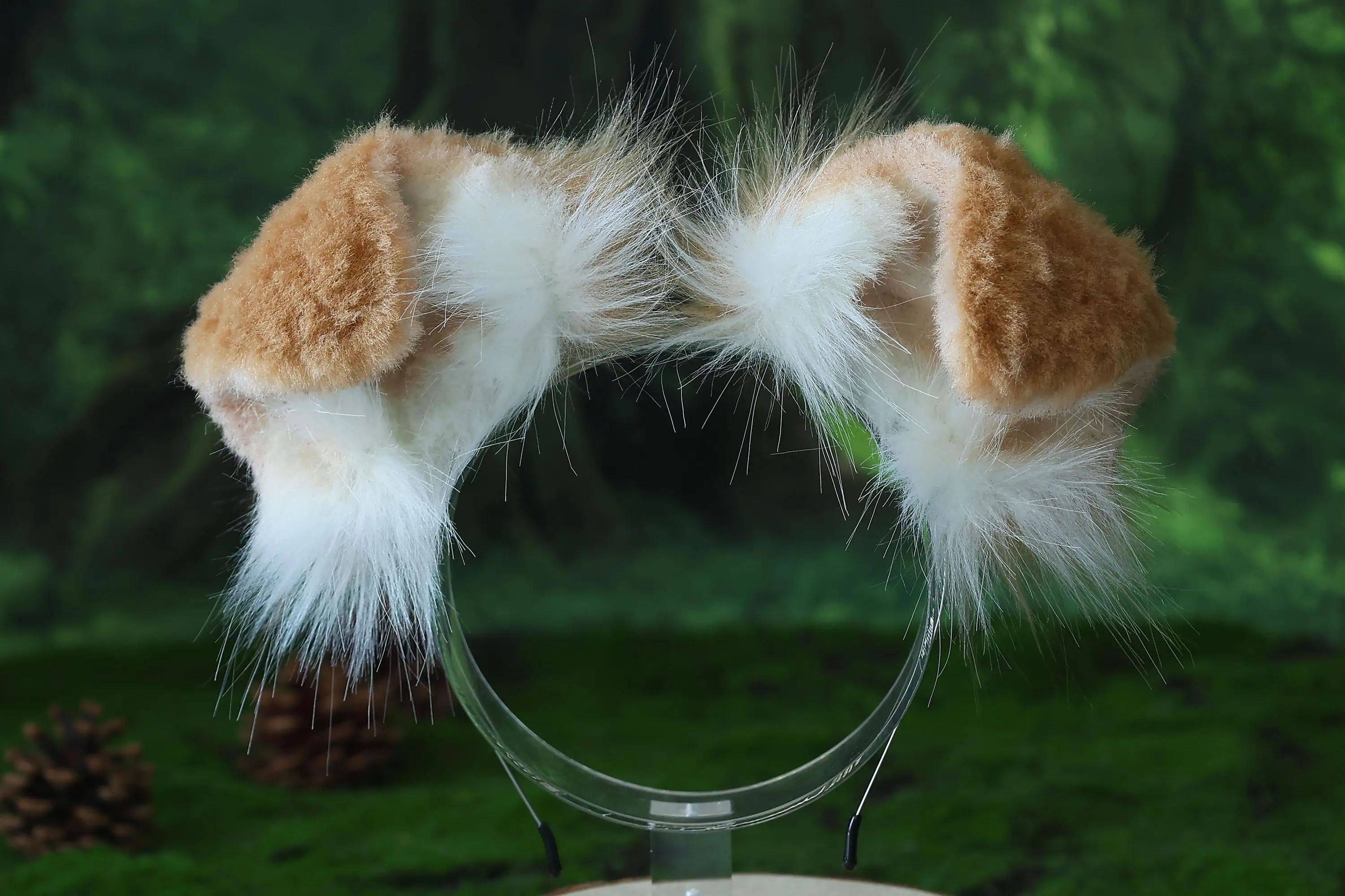 Gold and white sheepdog ears and tail set, dog cosplay costume, animal ear headband, faux fur tail, Halloween accessories 5