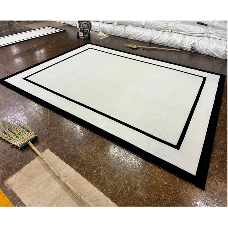 high quality  luxury wool carpet white black bed room custom design area rugs