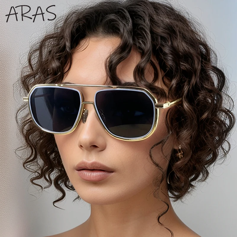 

Trendy Oversized Square Metal Sunglasses For Women Men 2025 Luxury Brand Vintage Double Beam Goggle Outdoor Shades Eyewear UV400