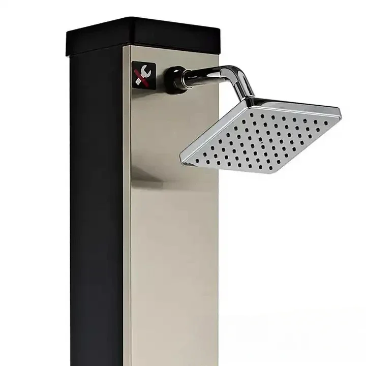 Amazon special brushed panel silver 40L large capacity square shape outdoor European shower column