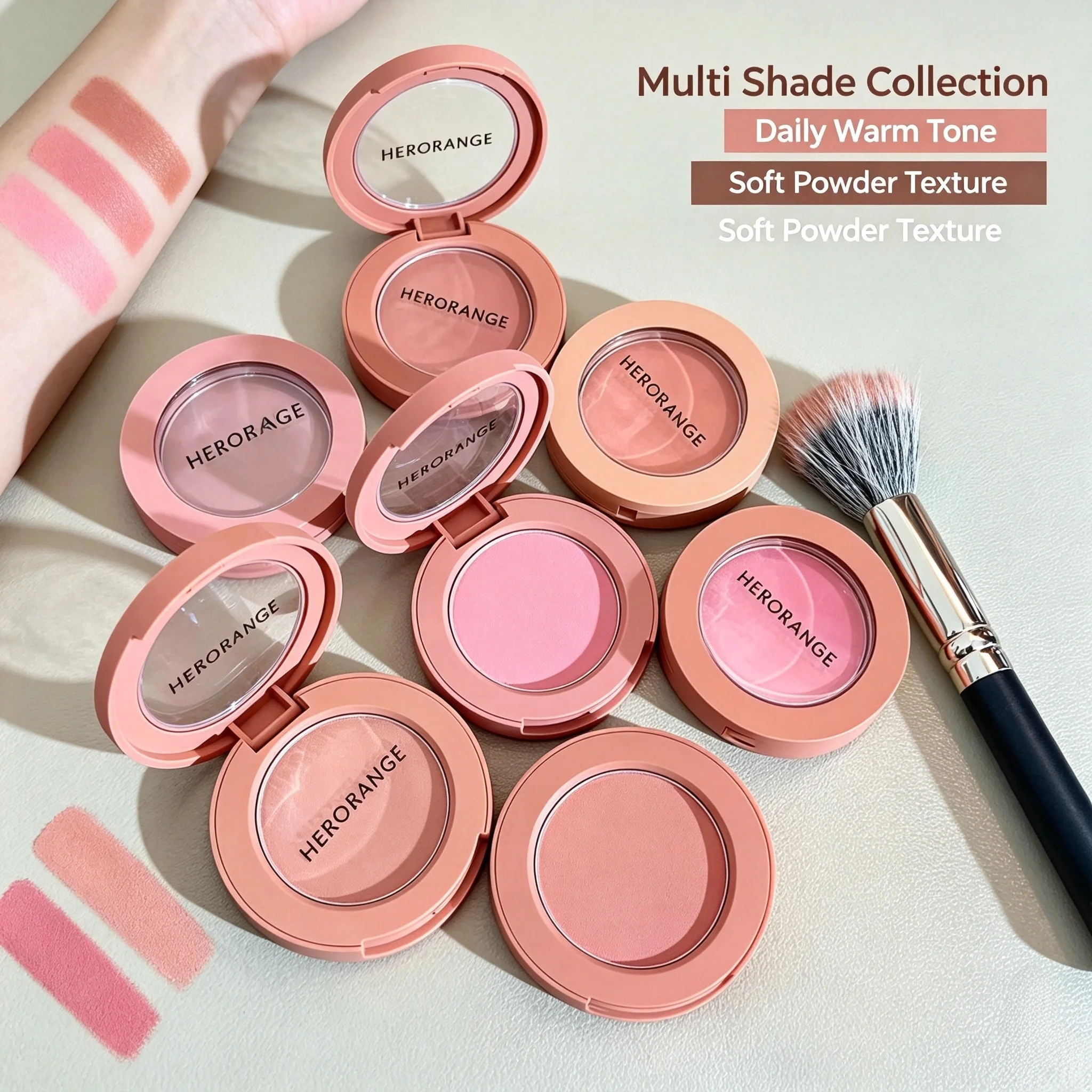 HERORANGE Cremiger Blush, weich-matt, natürliche Farbe, langanhaltend, tägliches Wangen-Make-up für Frauen – Detail 4