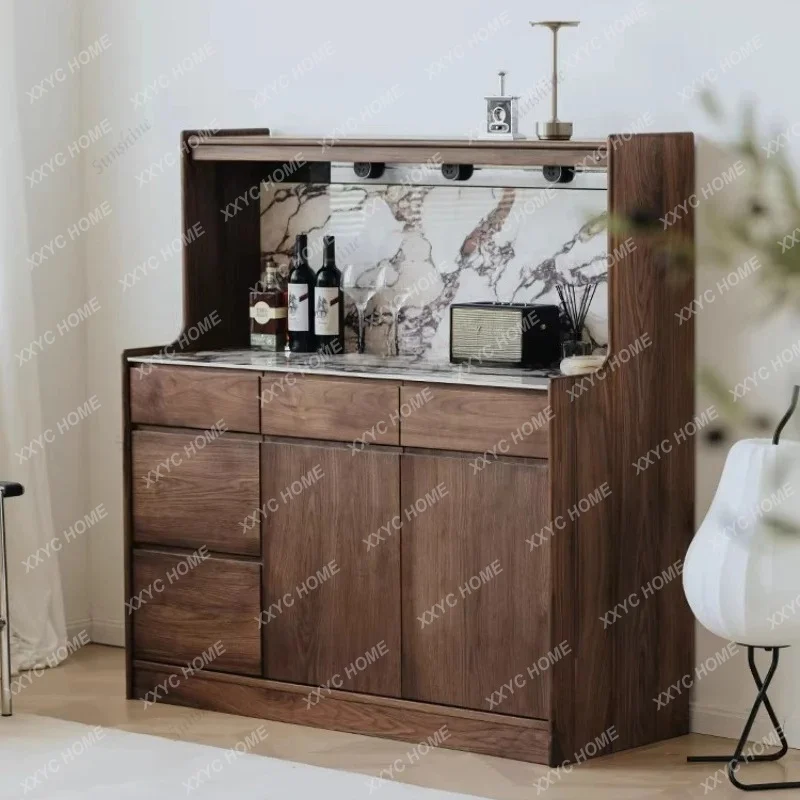 A Integrated wall living room rock slab cabinet, solid wood retro locker