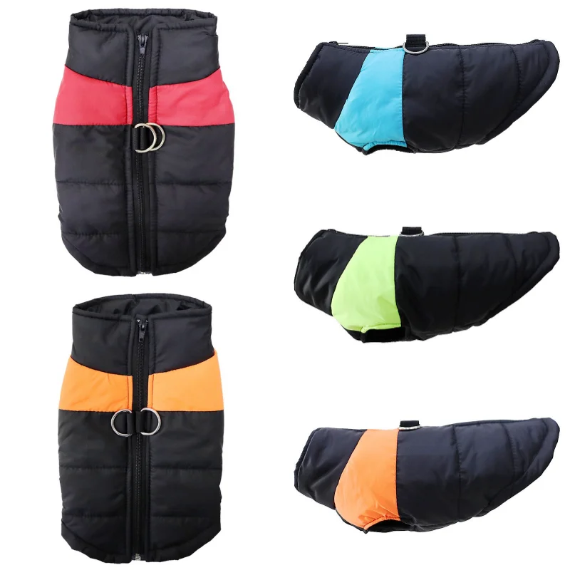 Winter Warm Dog Coat Jacket Fashion Dog Padded Clothing Cute Solid Puppy Vest Coat with D-Ring Soft Cat Down Jacket Pet Costumes