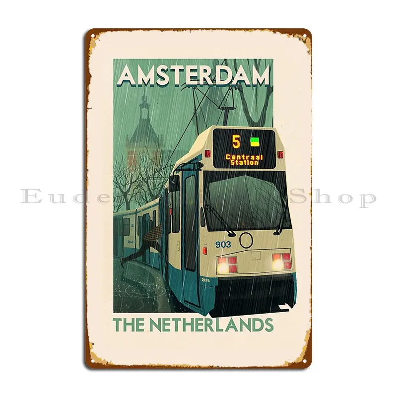 Travel Posters Amsterdam The Netherlands Metal Signs Funny Print Create Rusty Wall Mural Tin Sign Poster