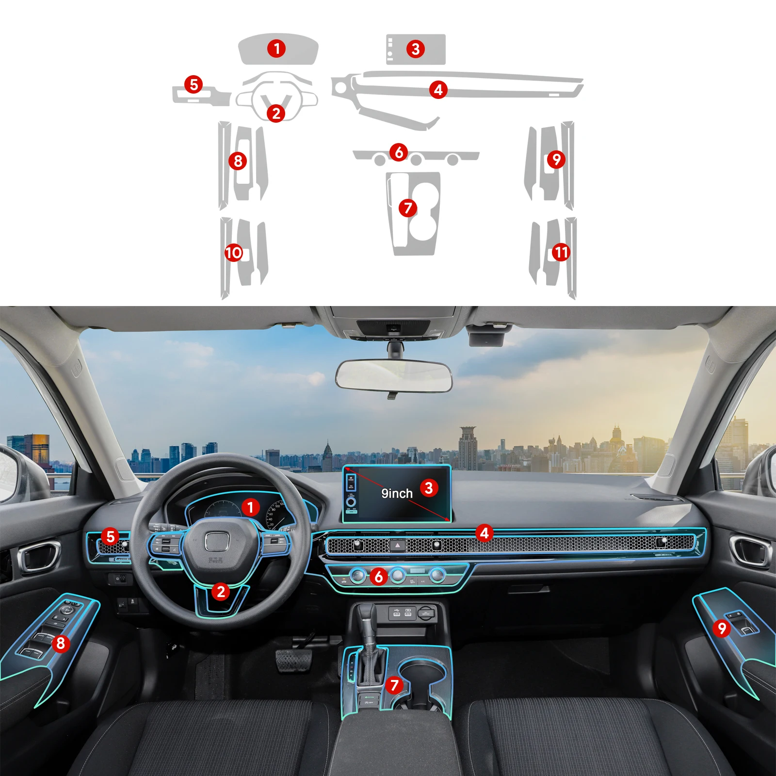

Защитная пленка из ТПУ для приборной панели Honda Civic 2022-2025: невидимое покрытие, декор интерьера, аксессуары для модификации автомобиля
