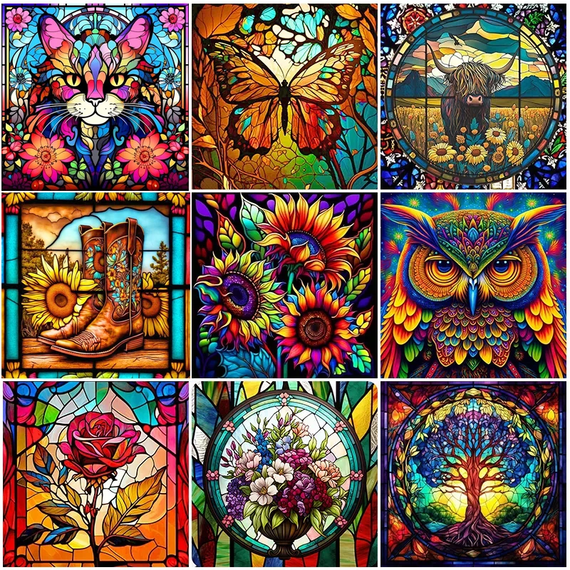 5D DIY Diamond Painting Colorful Flowers Cow Cat Animal Shoes Picture Of Rhinestones Full Square/Round Embroidery X1248