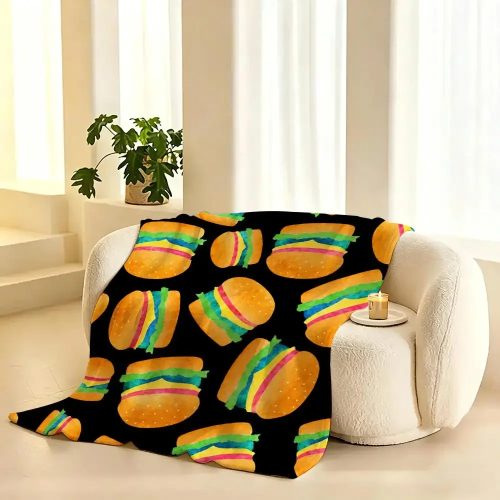 Fun Food Lover Picnic Style Grilled Cheese Sandwich Pattern Throw Blanket Cozy Home Decor Gift
