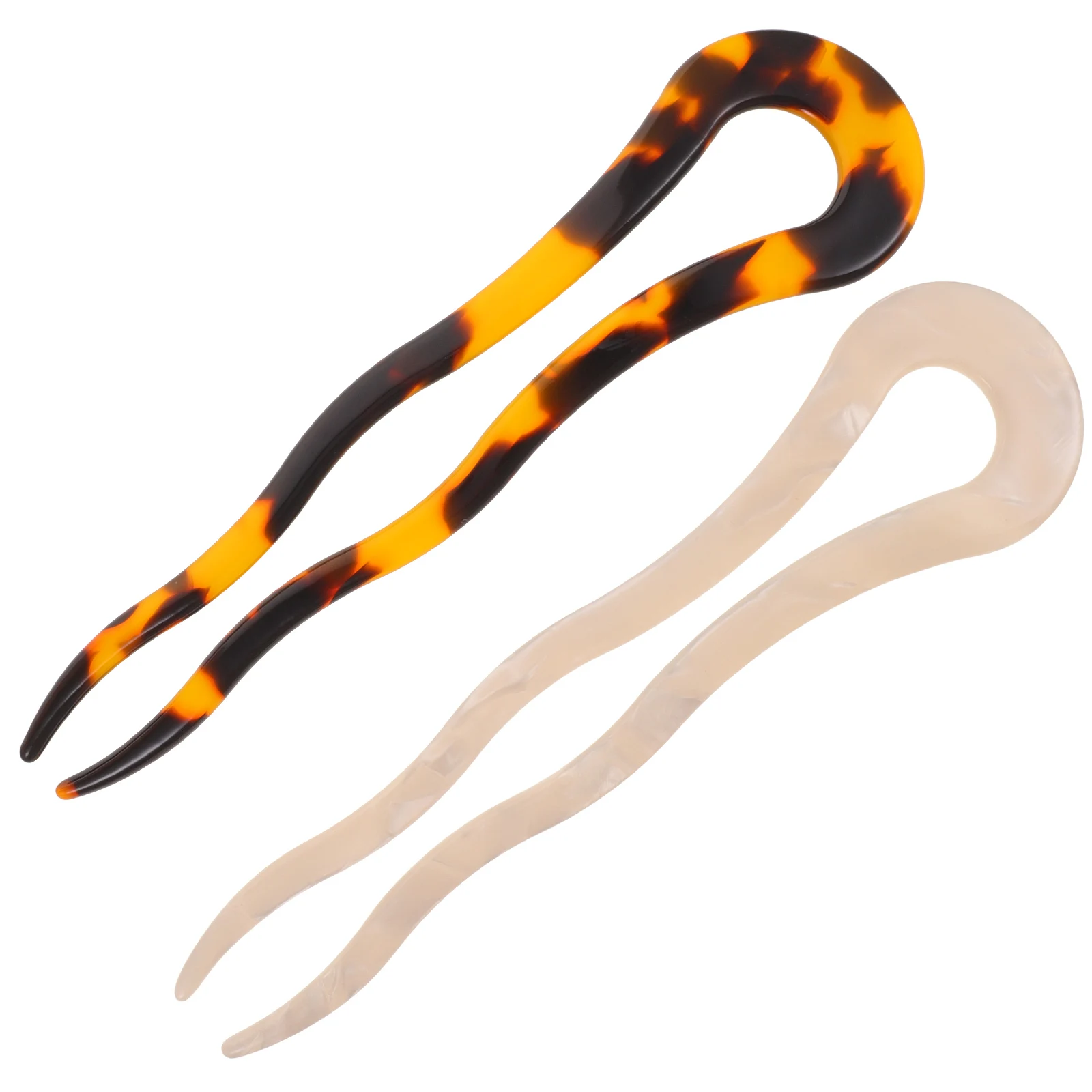 

2pcs U-shaped Pins Acetate Twist Elegant Hairpin for Women French Bun Accessories Silver Sticks Long Hair Styling Tools Hair