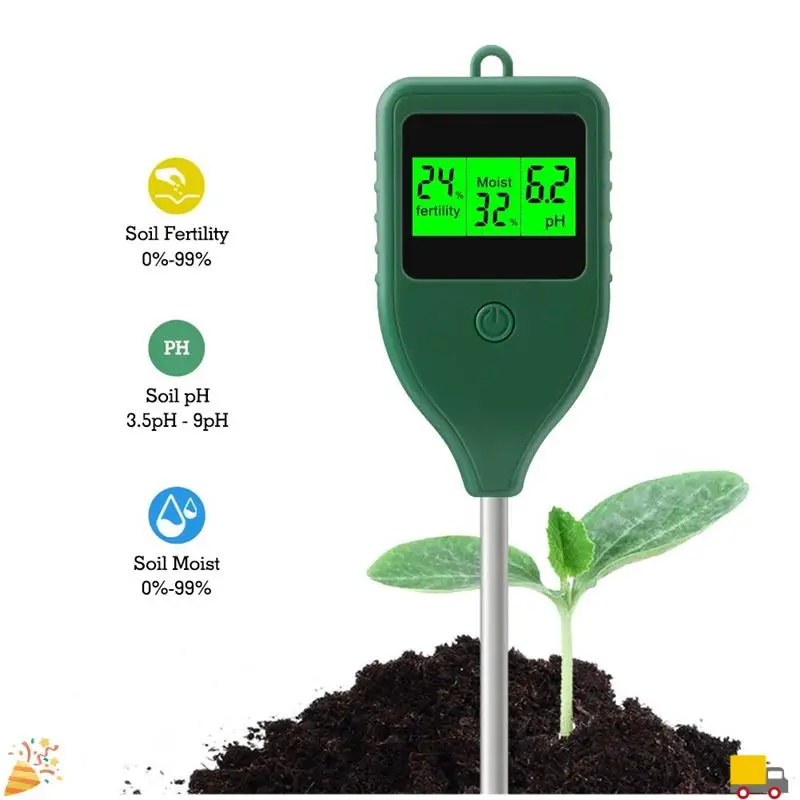 3-In-1 Soil PH Meter Farm Garden Fertility Tester Soil Moisture Test Detector For Indoor Planting, Potted Plants Easy Install